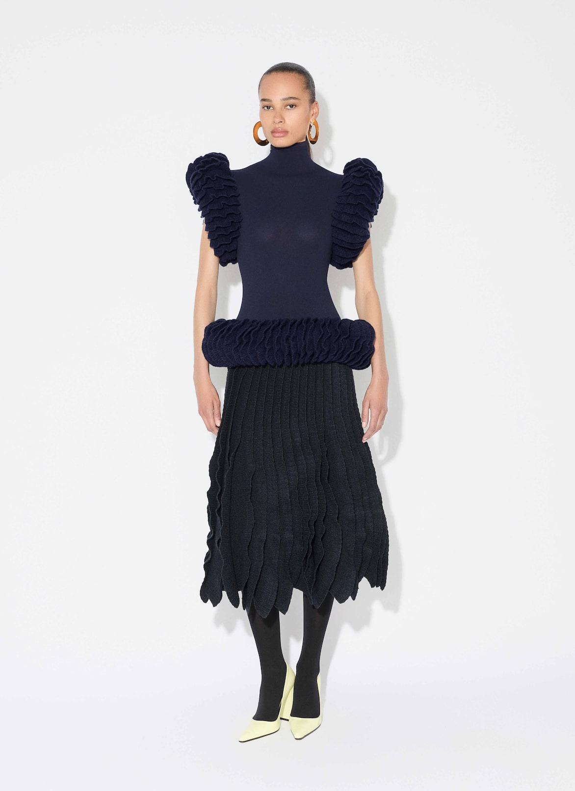 TWEED KNIT FRILLS SKIRT ALAÏA MARINE TWEED KNIT FRILLS SKIRT